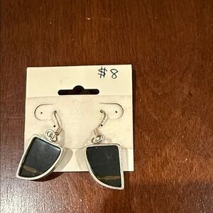 Silver and Black Geometric Earrings